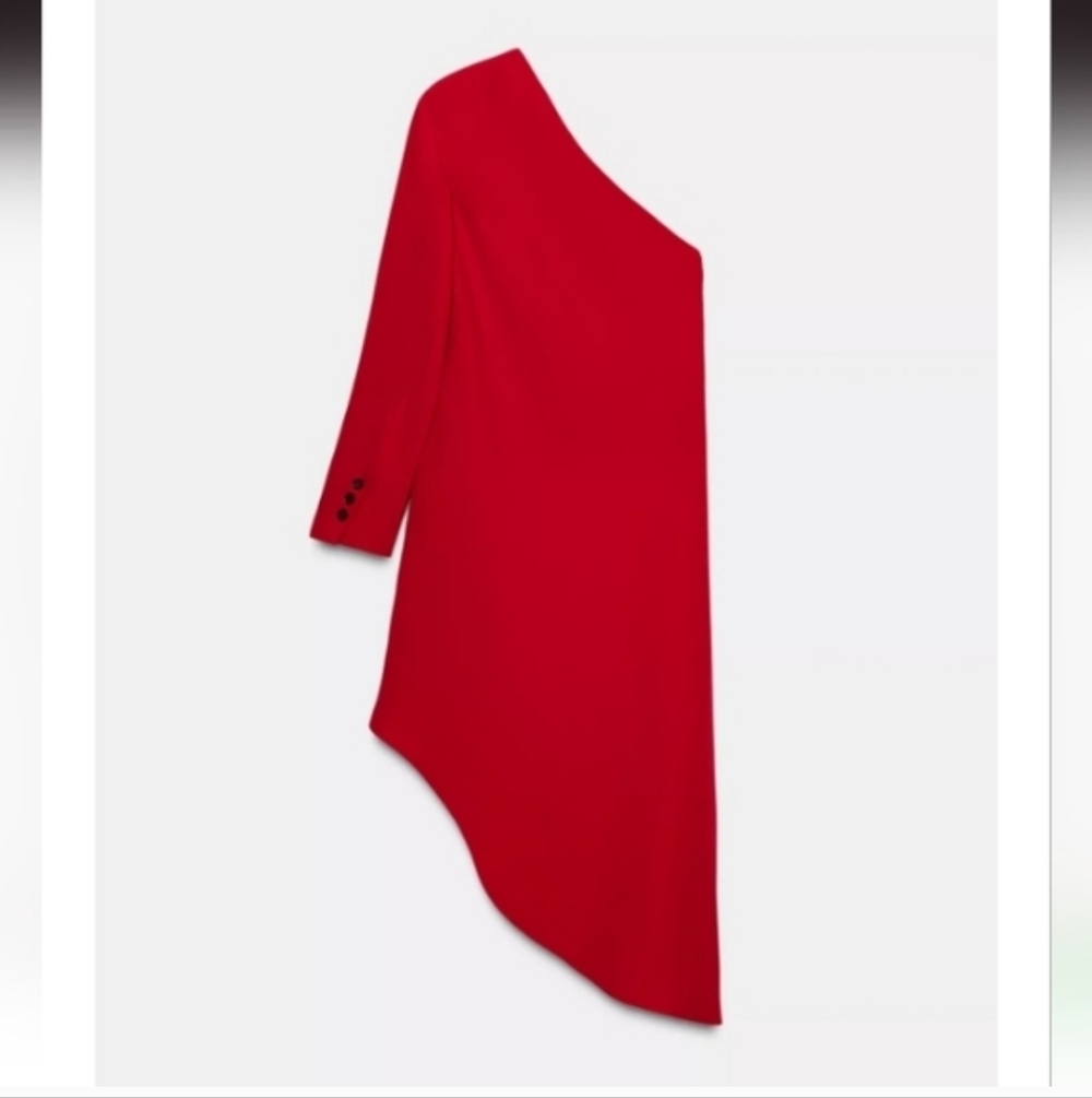 ZARA ZW COLLECTION RED ONE SHOULDER ASYMMETRICAL HEM DRESS/BLOUSE ❤️❤️❤️ - Picture 9 of 9